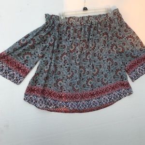 Knox Rose off shoulder chiffon boho style szM top